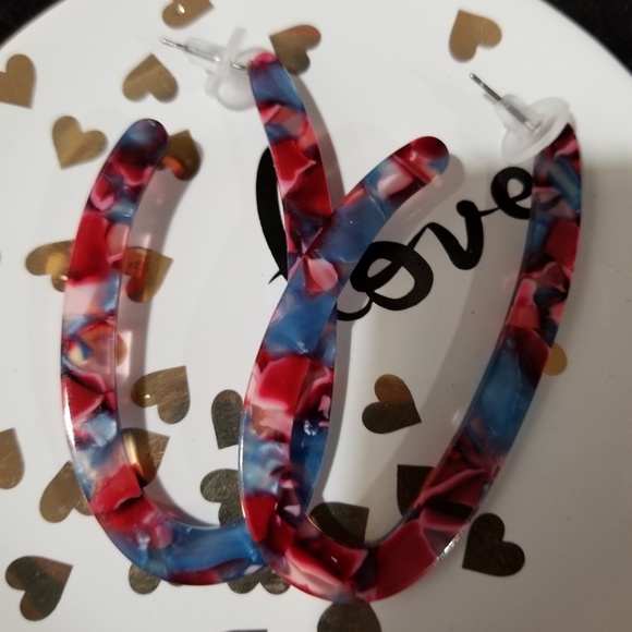 Fashion Jewelry Jewelry - Multi Color New Acrylic Oblong Hoop Earrings